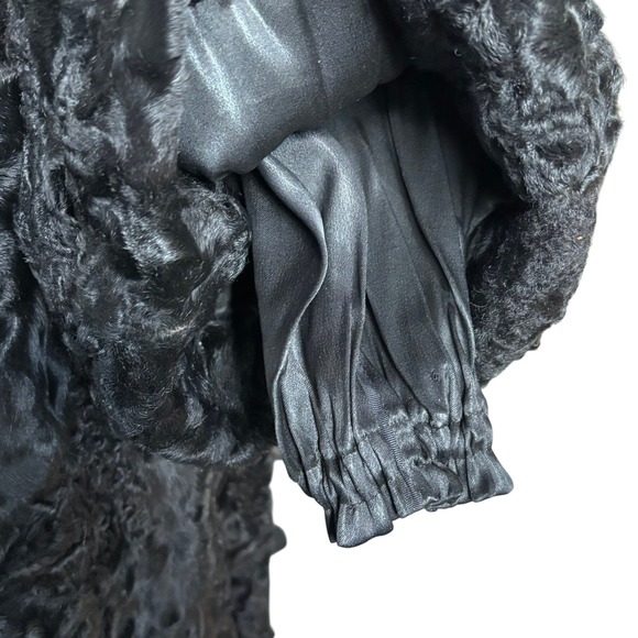 Vintage Custom Persian Lamb Broadtail Coat 1950s? Large? Bell Sleeves Mid Length - Picture 7 of 16